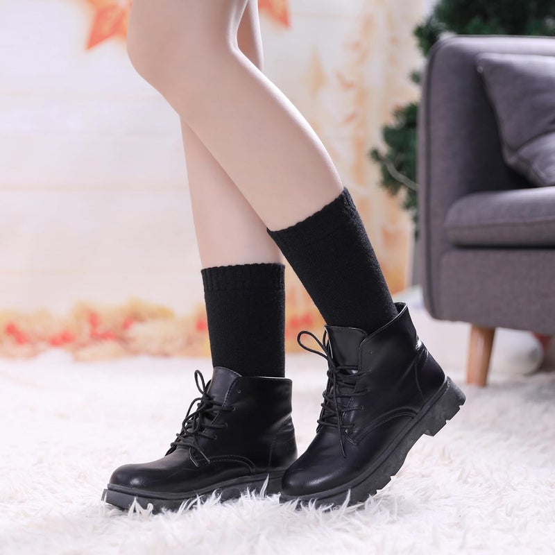 LINEMIN Wool Socks for Women Winter Warm Hiking Thick Warm Cozy Boot Crew Gift Socks 5 Pairs - Image 3
